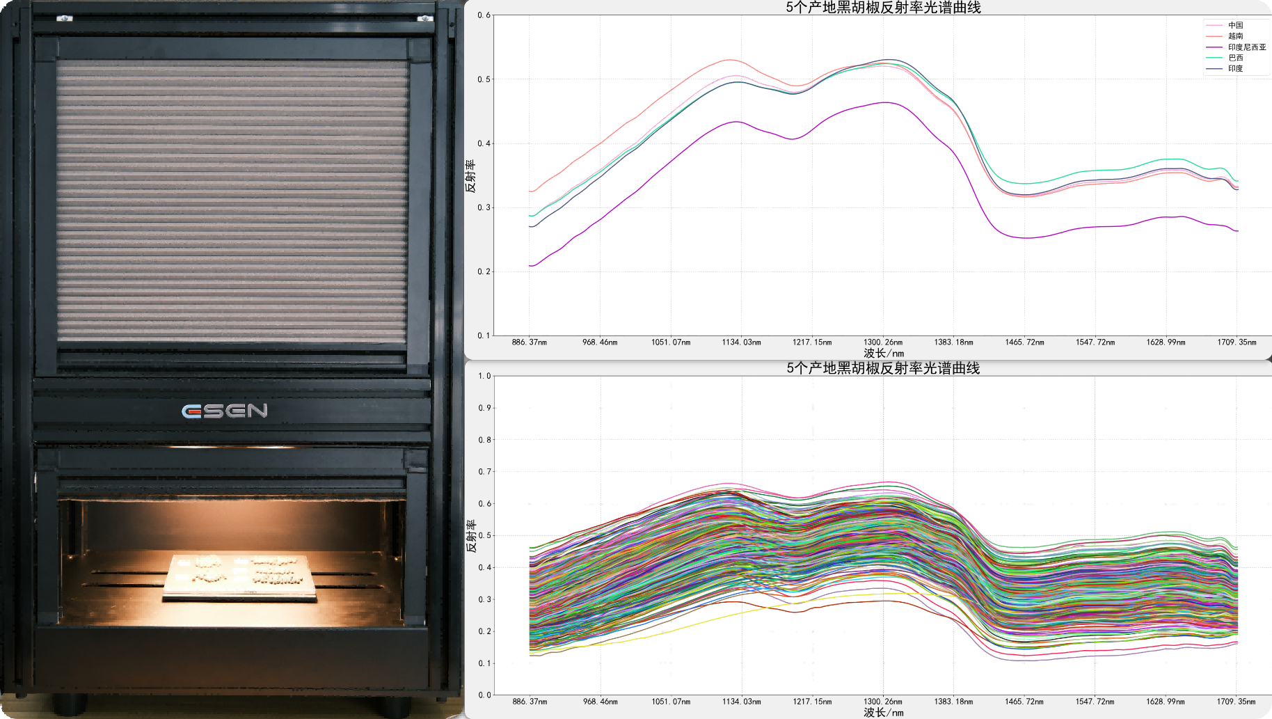 使用900-1700nm高光谱相机采集不同产地黑胡椒数据